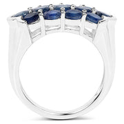Bids.com 2.60 Carat Genuine Blue Sapphire .925 Sterling Silver Ring Rings White Smoke size 8.00,size 10.00,size 6.00,size 7.00,size 9.00,size 5.00,size 11.50