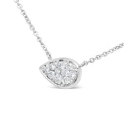 Bids.com 14K White Gold 1/4 Cttw Round Diamond Composite Teardrop Shape 18" Pendant Necklace - (G-H Color, SI2-I1 Clarity) Necklaces White Smoke White.Gold / 18