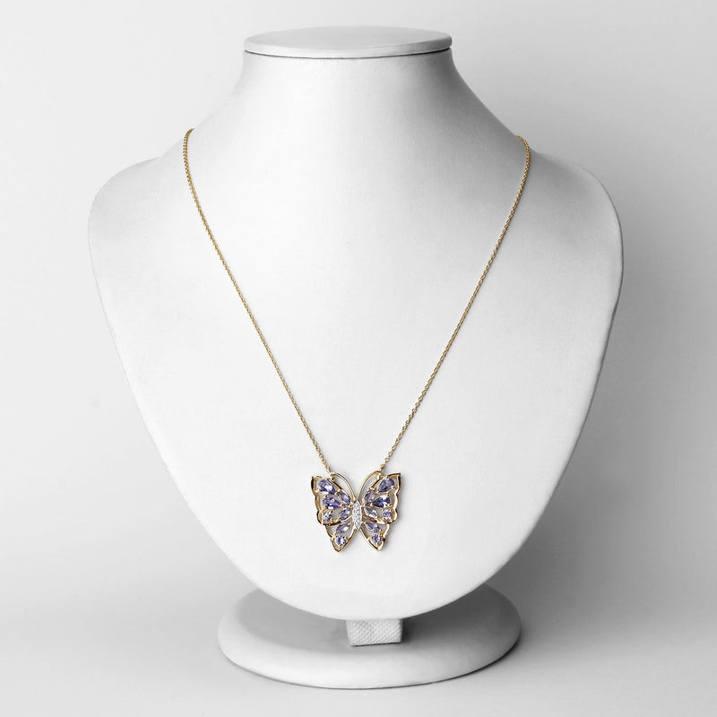 Bids.com 2.76 Carat Genuine Tanzanite and White Zircon .925 Sterling Silver Necklace Necklaces Lavender