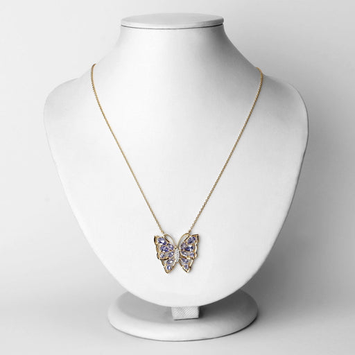 Bids.com 2.76 Carat Genuine Tanzanite and White Zircon .925 Sterling Silver Necklace Necklaces Lavender