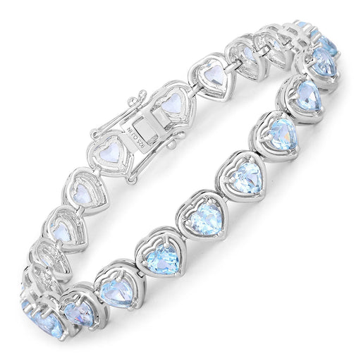 Bids.com 10.50 Carat Genuine Blue Topaz .925 Sterling Silver Bracelet Bracelets White Smoke size 7.25