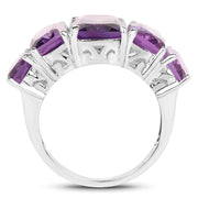 Bids.com 11.10 Carat Genuine Amethyst .925 Sterling Silver Ring Rings White Smoke size 6.00,size 7.00,size 5.00,size 8.00,size 9.00