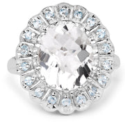 Bids.com 5.90 Carat Genuine Crystal Quartz and Swiss Blue Topaz .925 Sterling Silver Ring Rings White Smoke size 8.00,size 9.00,size 10.00,size 11.00,size 5.00,size 6.00,size 7.00