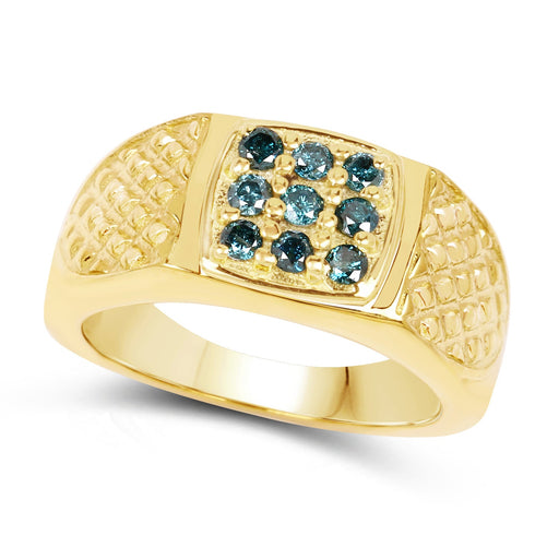 Bids.com 14K Yellow Gold Plated 0.36 Carat Genuine Blue Diamond .925 Sterling Silver Ring Rings White Smoke size 6.00,size 7.00,size 8.00,size 9.00,size 9.50