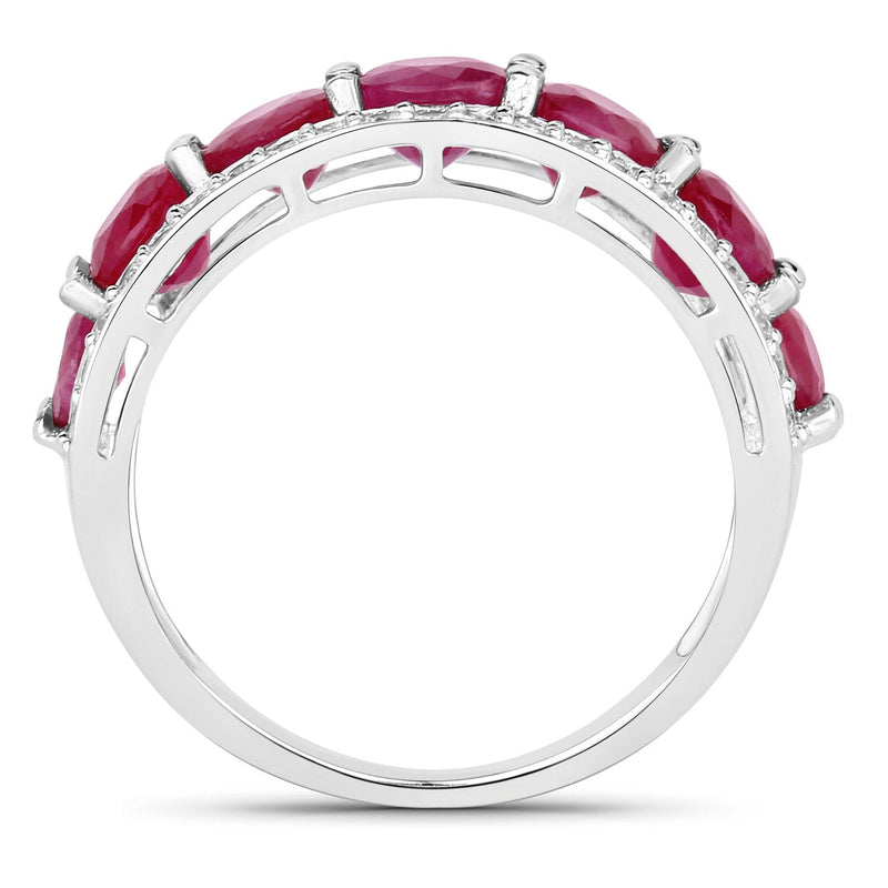 Bids.com 3.24 Carat Genuine Ruby and White Diamond 14K White Gold Ring Rings White Smoke size 7.00,size 6.00,size 8.00