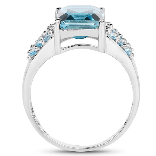 Bids.com 4.39 Carat Genuine London Blue Topaz and Swiss Blue Topaz .925 Sterling Silver Ring Rings White Smoke size 7.00,size 6.00,size 8.00,size 9.00,size 5.00