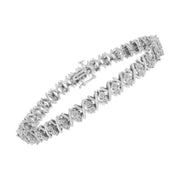 Bids.com .925 Sterling Silver 1.0 Cttw Diamond Miracle-Set X-Link 7" Tennis Bracelet (I-J Color, I3 Clarity) Bracelets White Smoke White.Sterling Silver / 7