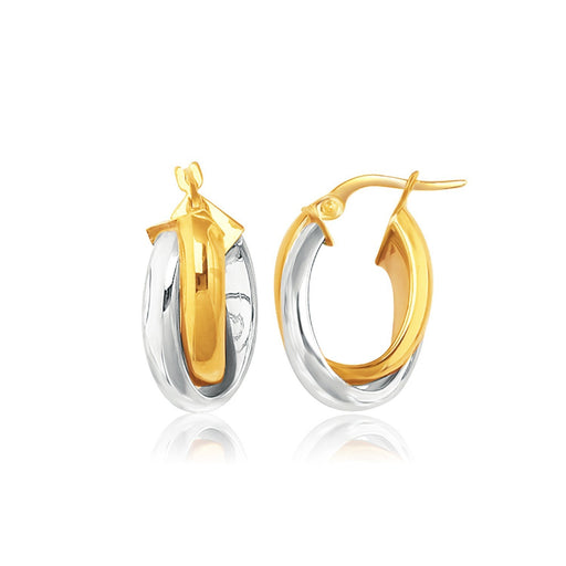 Bids.com 14k Two-Tone Gold Double Row Intertwined Oval Hoop Earrings Earrings White Smoke Two-Tone Gold