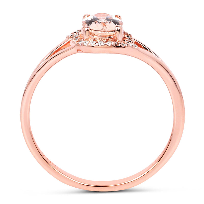 Bids.com 0.78 Carat Genuine Morganite and White Diamond 14K Rose Gold Ring Rings White Smoke size 6.00,size 7.00,size 8.00,size 5.00,size 9.00