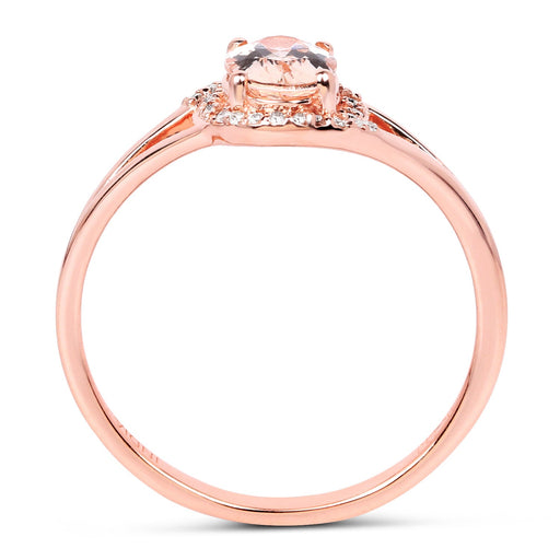 Bids.com 0.78 Carat Genuine Morganite and White Diamond 14K Rose Gold Ring Rings White Smoke size 6.00,size 7.00,size 8.00,size 5.00,size 9.00