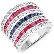 Bids.com 3.36 Carat Genuine Multi Stones .925 Sterling Silver Ring Rings White Smoke size 6.00,size 7.00,size 8.00