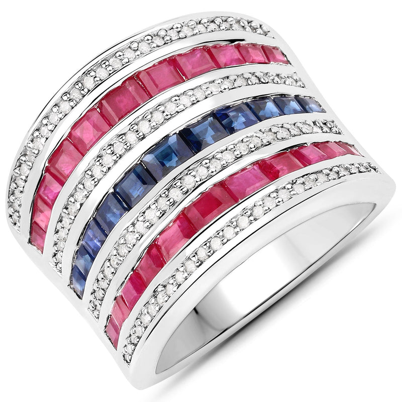 Bids.com 3.36 Carat Genuine Multi Stones .925 Sterling Silver Ring Rings White Smoke size 6.00,size 7.00,size 8.00
