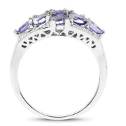 Bids.com 2.07 Carat Genuine Tanzanite .925 Sterling Silver Ring Rings White Smoke size 6.00,size 7.00,size 8.00,size 9.00
