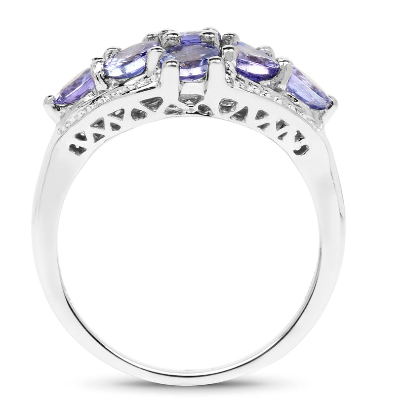 Bids.com 2.07 Carat Genuine Tanzanite .925 Sterling Silver Ring Rings White Smoke size 6.00,size 7.00,size 8.00,size 9.00