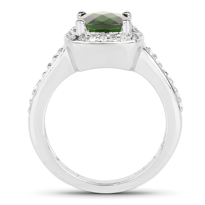 Bids.com 1.67 Carat Genuine Chrome Diopside & White Topaz .925 Sterling Silver Ring Rings White Smoke size 5.00,size 10.00,size 6.00,size 7.00,size 8.00,size 9.00