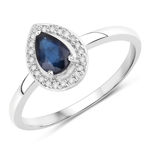 Bids.com 0.48 Carat Genuine Blue Sapphire and White Diamond 14K White Gold Ring Rings White Smoke size 5.00,size 6.00,size 7.00,size 8.00,size 9.00