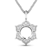 Bids.com 0.14 Carat Genuine White Diamond 14K White Gold Semi Mount Pendant - holds 8.00mm Round Gemstone Pendants White Smoke