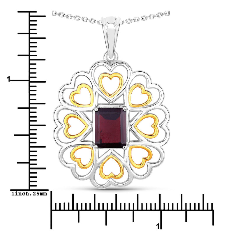 Bids.com 2.55 Carat Genuine Garnet .925 Sterling Silver Pendant Pendants White Smoke size 18.00