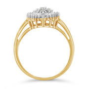 Bids.com 10K Yellow Gold 1/2 Cttw Round & Baguette Cut Diamond Pear Shaped Domed PavÃ© Cluster with Halo Cocktail Ring (J-K Color, I1-I2 Clarity) - Size 4-1/4 Rings White Smoke 9 / Yellow.Gold,8 / Yellow.Gold,7.25 / Yellow.Gold,7 / Yellow.Gold,6.5 / Yellow.Gold,6 / Yellow.Gold,4.25 / Yellow.Gold,7.5 / Yellow.Gold