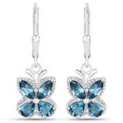 Bids.com 2.32 Carat Genuine London Blue Topaz .925 Sterling Silver Earrings Earrings White Smoke