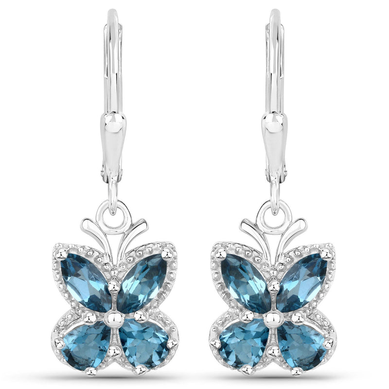 Bids.com 2.32 Carat Genuine London Blue Topaz .925 Sterling Silver Earrings Earrings White Smoke