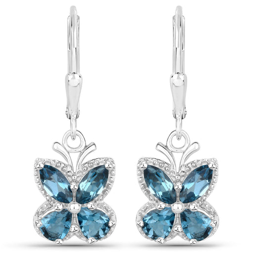 Bids.com 2.32 Carat Genuine London Blue Topaz .925 Sterling Silver Earrings Earrings White Smoke