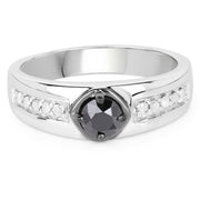Bids.com 0.65 Carat Genuine Black Diamond and White Diamond .925 Sterling Silver Ring Rings White Smoke size 9.00,size 6.00,size 7.00,size 8.00