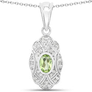 Bids.com 0.55 Carat Genuine Peridot and White Topaz .925 Sterling Silver Pendant Pendants White Smoke