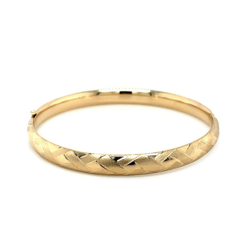 Bids.com 14k Yellow Gold Domed Bangle with a Weave Motif Bracelets White Smoke 7 / Yellow Gold,8 / Yellow Gold