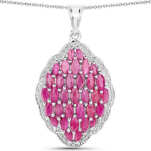 Bids.com 4.46 Carat Genuine Ruby .925 Sterling Silver Pendant Pendants White Smoke