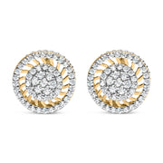 Bids.com 10K Yellow Gold 1.00 Cttw Diamond Halo Radiant Sunburst Stud Earrings (I-J Color, I2-I3 Clarity) Earrings White Smoke Yellow.Gold / 0.97