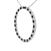 Bids.com .925 Sterling Silver 3.0 Cttw Alternating Black and White Diamond Open Hoop Circle Pendant Necklace (H-I Color, I3 Clarity) - 18" Inches Necklaces White Smoke White.Sterling Silver / 18
