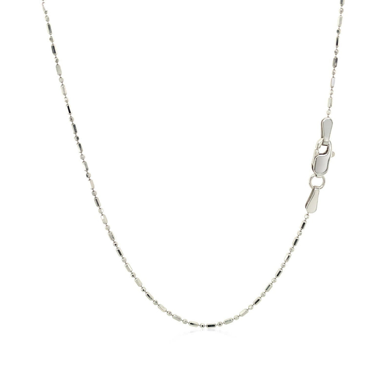 Bids.com 14k White Gold Diamond-Cut Bead Chain 1.0mm Necklaces White Smoke 16 / White Gold,18 / White Gold,20 / White Gold