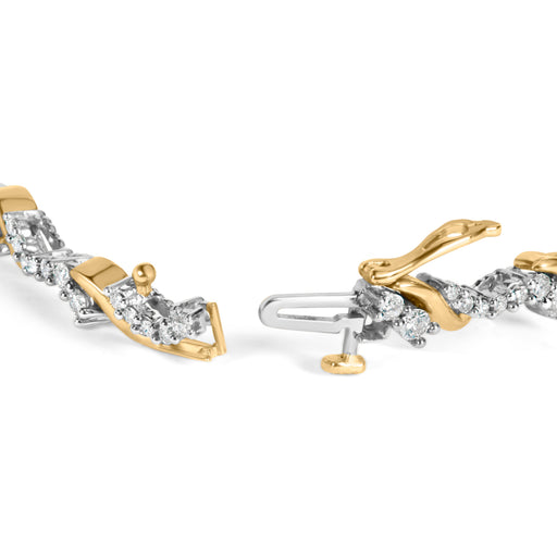 Bids.com 10K Yellow and White Gold 2.00 Cttw Diamond "S" Link 7" Bracelet (H-I Color, I2-I3 Clarity) Bracelets White Smoke YellowWhite.Gold / 7