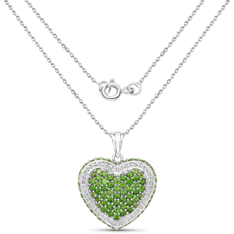 Bids.com 4.62 Carat Genuine Chrome Diopside .925 Sterling Silver Pendant Pendants White Smoke