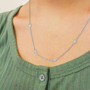 Bids.com 14K White Gold 1.00 Cttw Bezel Set Round Diamond Marquise Shaped Milgrain Station 18" Collar Necklace (G-H Color, SI1-SI2 Clarity) Necklaces Tan White.Gold / 18