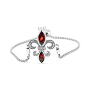 Bids.com .925 Sterling Silver Marquise Garnet  and Diamond Accent Lariat 4â€-10â€ Fleur De Lis Adjustable Bolo Bracelet (H-I Color, SI1-SI2 Clarity) Bracelets White Smoke White.Sterling Silver / 7
