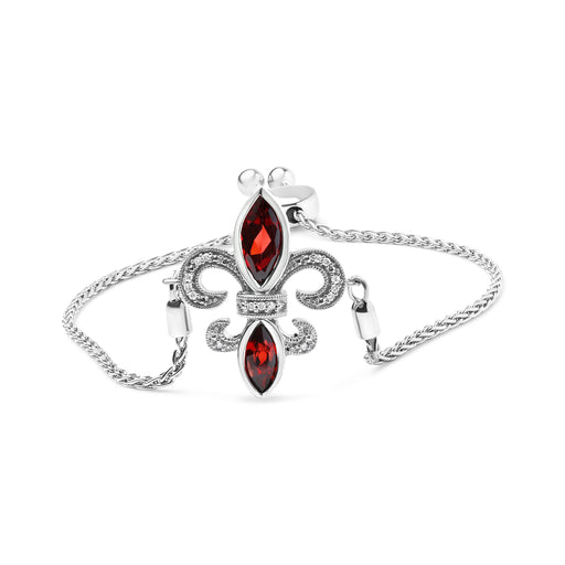 Bids.com .925 Sterling Silver Marquise Garnet  and Diamond Accent Lariat 4â€-10â€ Fleur De Lis Adjustable Bolo Bracelet (H-I Color, SI1-SI2 Clarity) Bracelets White Smoke White.Sterling Silver / 7
