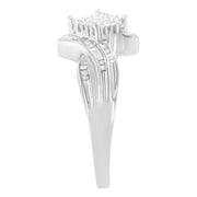 Bids.com 10K White Gold 1/3 Cttw Princess and Baguette Cut Diamond Bypass Style Cocktail Ring (I-J Color, I1-I2 Clarity) - Size 4 Rings White Smoke 7 / White.Gold,9 / White.Gold,8 / White.Gold,6 / White.Gold,5 / White.Gold,4 / White.Gold