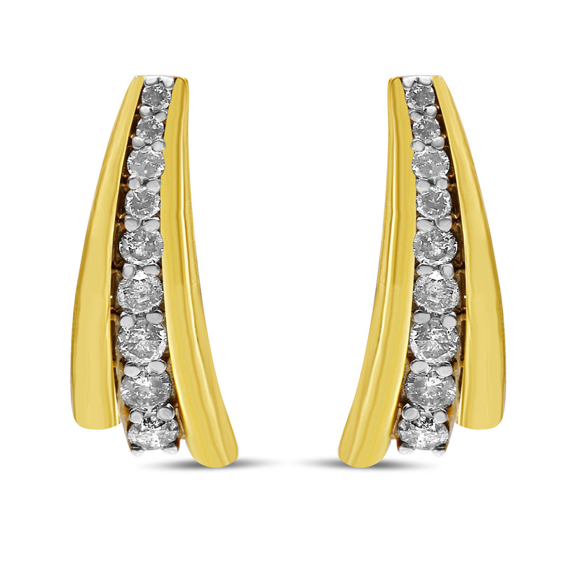 Bids.com 10K Yellow Gold Plated .925 Sterling Silver 1.00 Cttw Round Diamond Graduated Huggie Stud Earrings (I-J Color, I2-I3 Clarity) Earrings White Smoke Yellow.Sterling Silver / 1