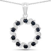 Bids.com 1.30 Carat Genuine Blue Sapphire and White Topaz .925 Sterling Silver Pendant Pendants White Smoke