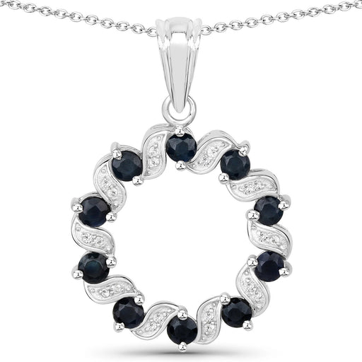 Bids.com 1.30 Carat Genuine Blue Sapphire and White Topaz .925 Sterling Silver Pendant Pendants White Smoke