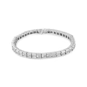 Bids.com 14K White Gold 4 3/8 Cttw Alternating Invisible Set Princess and Baguette Diamond Tennis Bracelet (G-H Color, VS1-VS2 Clarity) - Size 7" Bracelets White Smoke White.Gold / 7