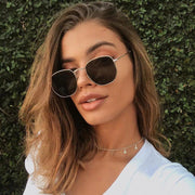 zeroUV Retro Modern Geometric Hexagon Frame Dapper Sunglasses C455 Sunglasses Black Gold Green,Gold Brown,Silver Smoke,Black Green,Gold Smoke,Gold Smoke (2-pack)