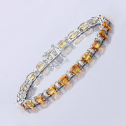 Bids.com 12.33 Carat Genuine Orange Sapphire and White Diamond 14K White Gold Bracelet Bracelets Light Gray size 7.00