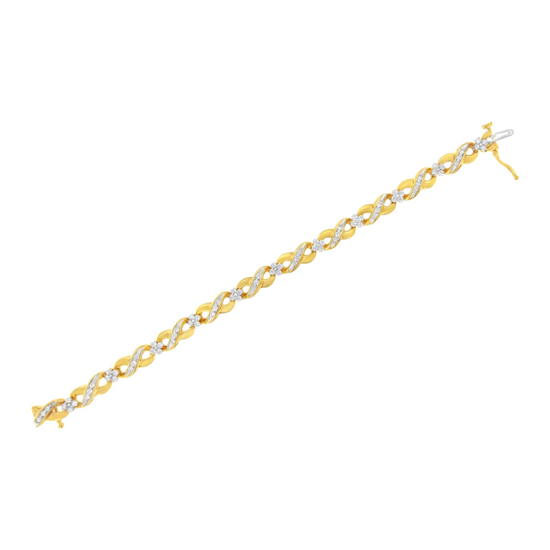 Bids.com 10K Yellow Gold Round-Cut Diamond Infinite Love Bracelet (1.00 cttw, I-J Color, I2-I3 Clarity) Bracelets White Smoke Yellow.Gold / 7