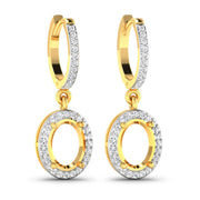 Bids.com 0.32 Carat Genuine White Diamond 14K Yellow Gold Semi Mount Earrings - holds 8x6mm Oval Gemstones Earrings White Smoke