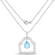 Bids.com 10.50 Carat Genuine Swiss Blue Topaz .925 Sterling Silver Pendant Pendants White Smoke