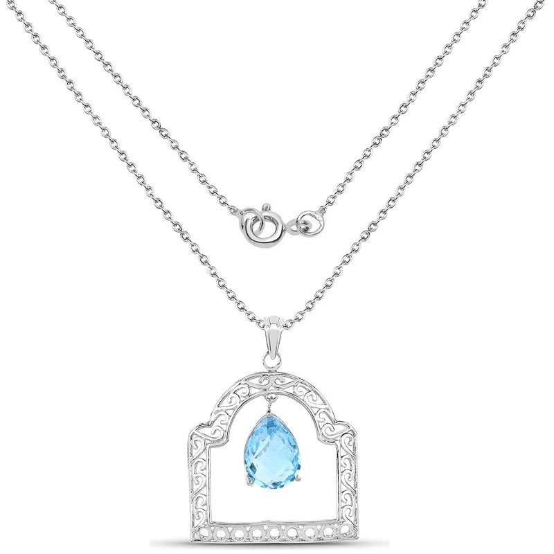 Bids.com 10.50 Carat Genuine Swiss Blue Topaz .925 Sterling Silver Pendant Pendants White Smoke
