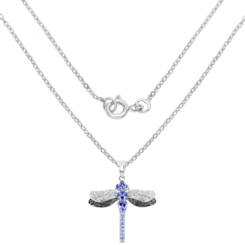 Bids.com 1.93 Carat Genuine Tanzanite and White Topaz .925 Sterling Silver Pendant Pendants White Smoke